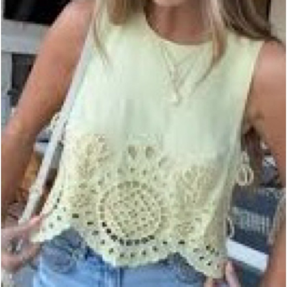 Lemon Crochet Lace Crop Top